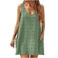 thumbnail image 1 of IROINNID Women's Sundress Summer Strap Dress Seashore Beach Gown V Tie Pocket Plush Ball Solid Color Drop Waist Dress, 1 of 7