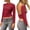 Red, variant on Women's Fashion Solid Backless T Shirts Crop Top Casual Short Sleeve Short Top Black + M