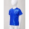 thumbnail image 2 of MSemis Kids Girls Boys Shiny Metallic Jazz Hip Hop Modern Ballet Dance Tops Short Sleeve T-Shirt Blue 130, 2 of 7