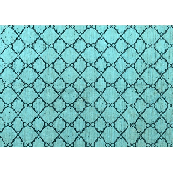 Ahgly Company Indoor Rectangle Trellis Light Blue Contemporary Area Rugs, 2' x 5'