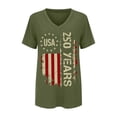 thumbnail image 6 of KDDYLITQ 250th Anniversary Usa Tshirt for Women Summer Printed Short Sleeve Tees July 4th Usa Star Stripes American Birthday Tops 250th Birthday Basic V Neck T-Shirts Army Green 2XL, 6 of 6