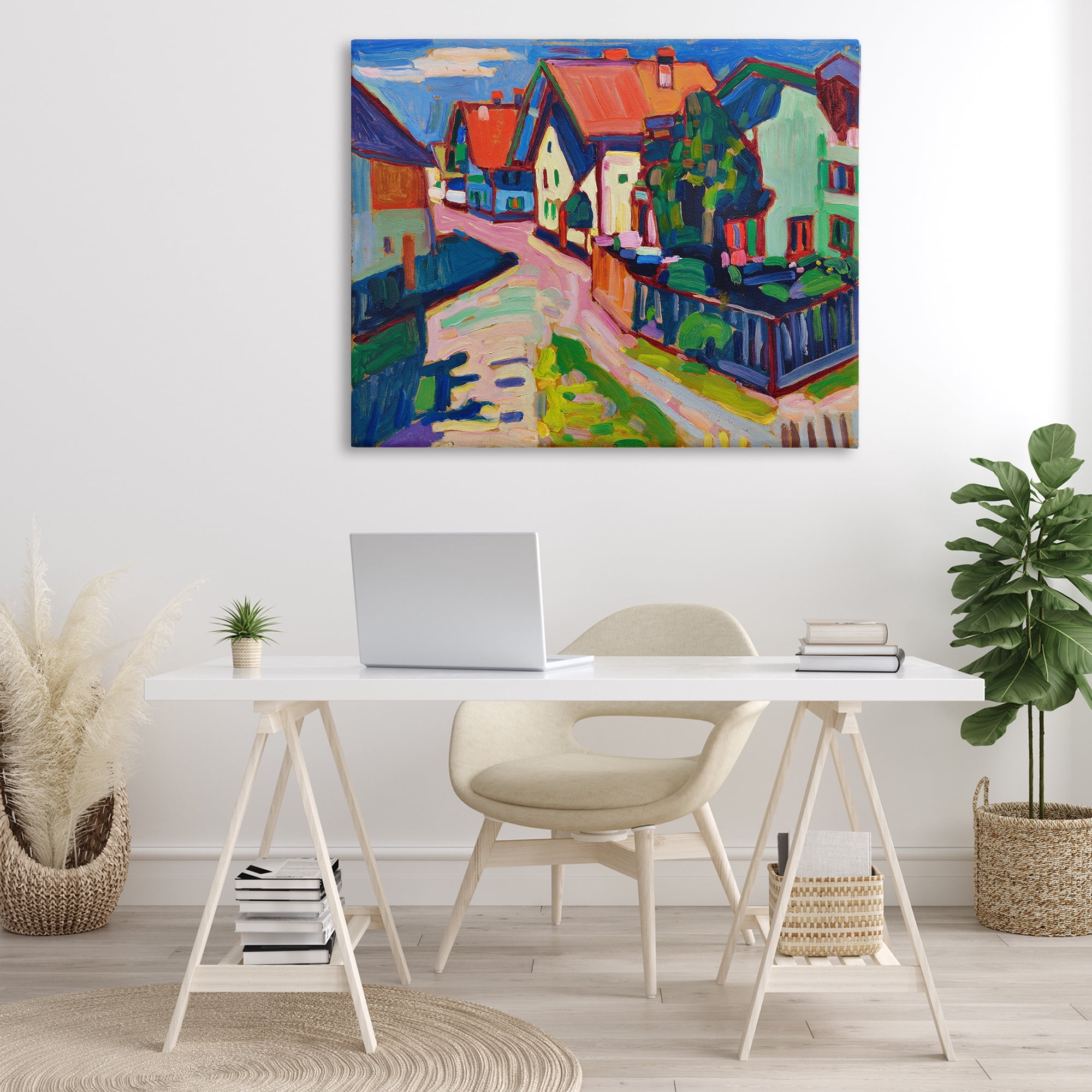 Stupell Industries Kandinsky Murnau Landscape Scenic & Cityscapes Painting Wrapped Canvas Art Print Wall Art, 48 x 36