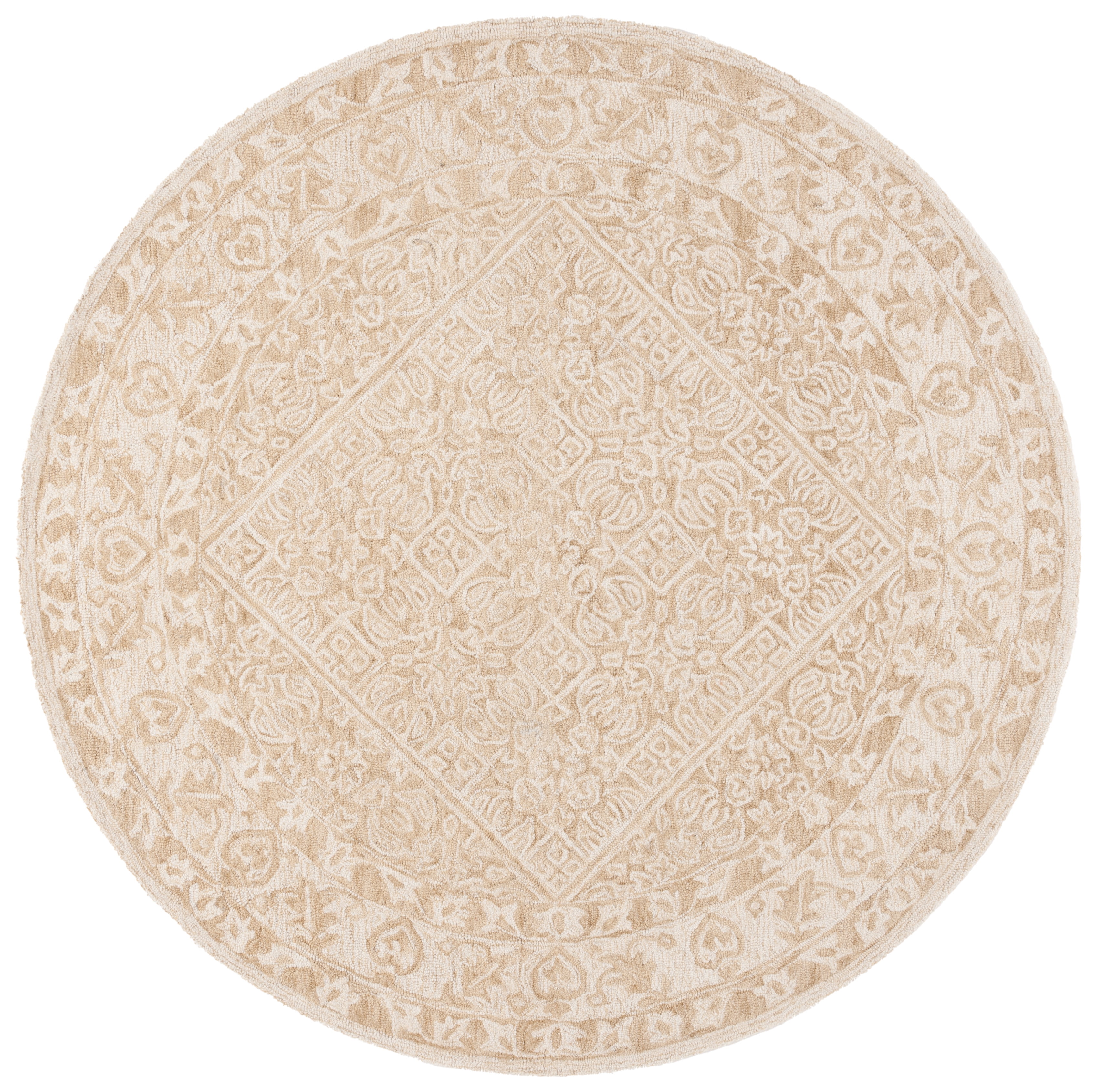 Safavieh Dip Dye Felicia Floral Area Rug, Light Beige/Ivory, 7' x 7' Round