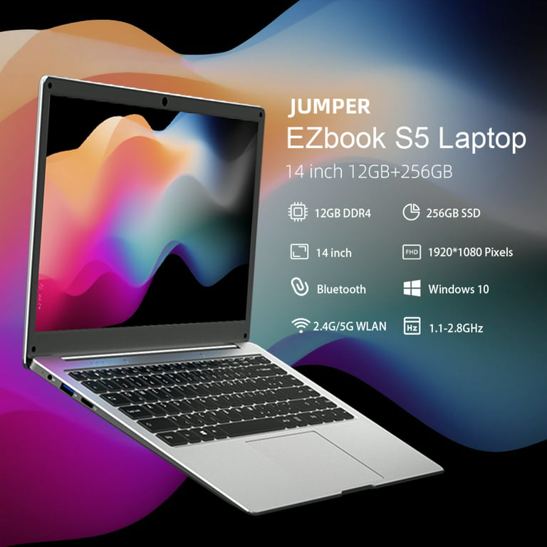 Jumper Ultra Thin 14 Inch Laptop 12GB DDR4 256GB SSD Portable Computer  Windows 10 Home HD 1080 IPS