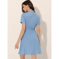 thumbnail image 4 of Vestido camisero de mezclilla Allegra K Azul Claro L con botones y cinturón, 4 of 5