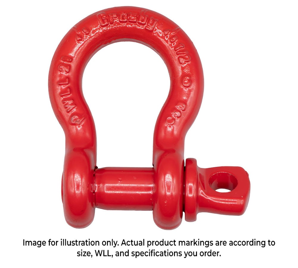 Crosby S-209 7/8" Anchor Shackle Carbon Steel w/Alloy Screw Pin 14,300 lbs WLL, Red Painted Heavy Duty D Ring Shackle for Towing, Rigging & Vehicle Recovery, 1018525