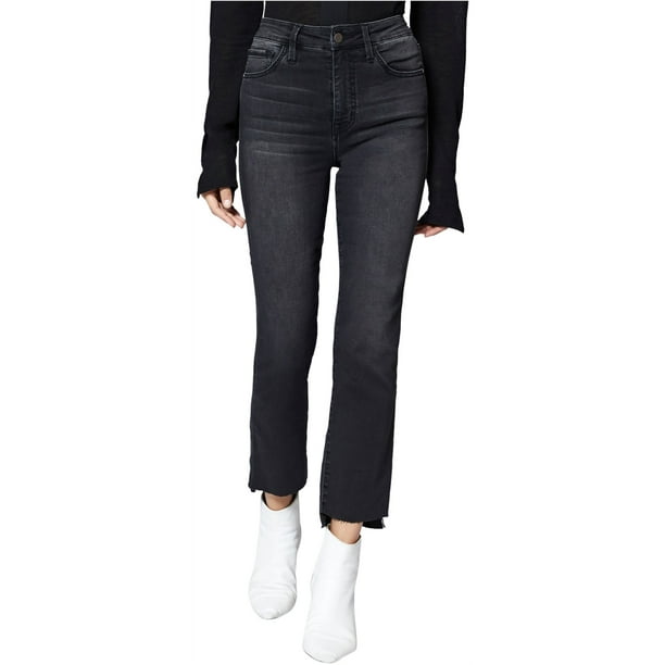 Sanctuary Clothing - Vaqueros recortados con dobladillo escalonado para mujer, negro, 28 Sanctuary Clothing recortado