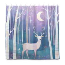 Yayeee Shower Curtain with Hooks 72"x72" Waterproof Fabric Bathroom Hanging Decor, Purple Night Deer