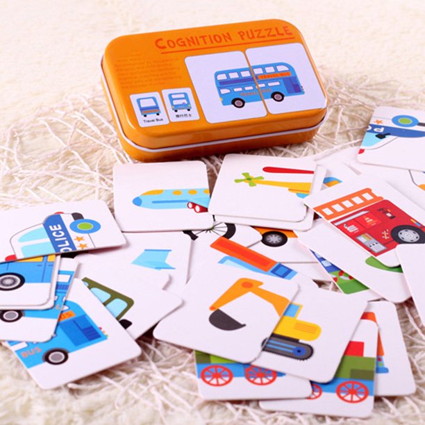 CNKOO Pair Puzzles Wooden Baby Kids Vehicle Fruit Animal Life Pair