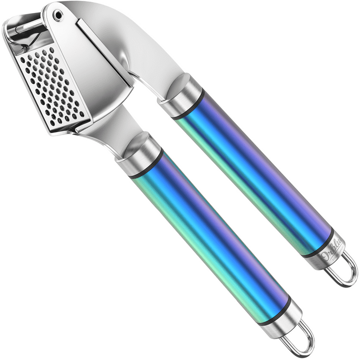 Orblue Stainless Steel Garlic Press, Mincer and Crusher with Garlic Rocker  and Peeler Set - Silver 
