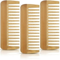 TACYKIBD 3 Pcs Wide Tooth Wooden Comb, Wood Hair Combs, Anti-static Hair Detangler Wooden Comb, No Handle Styling Shampoo Comb for Curly Wavy Long Hair