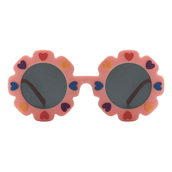 Toddlers & Little Girls Sunglasses Oversized Round Flower & Hearts UV400 Pink