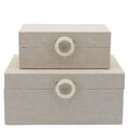 thumbnail image 5 of Sagebrook Home Wood, Set of 2 7/9" Box with Ring Detail, Beige, 5 of 5