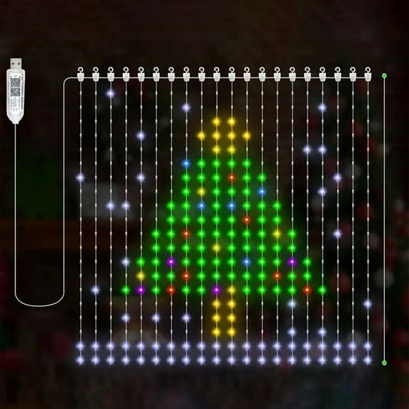 Smart Curtain Lights - Color Changing 400 LED Curtain Lights, RGB DIY String Fairy Light for Bedroom Backdrop Party Indoor Halloween Christmas Decoration (APP  Remote Control)