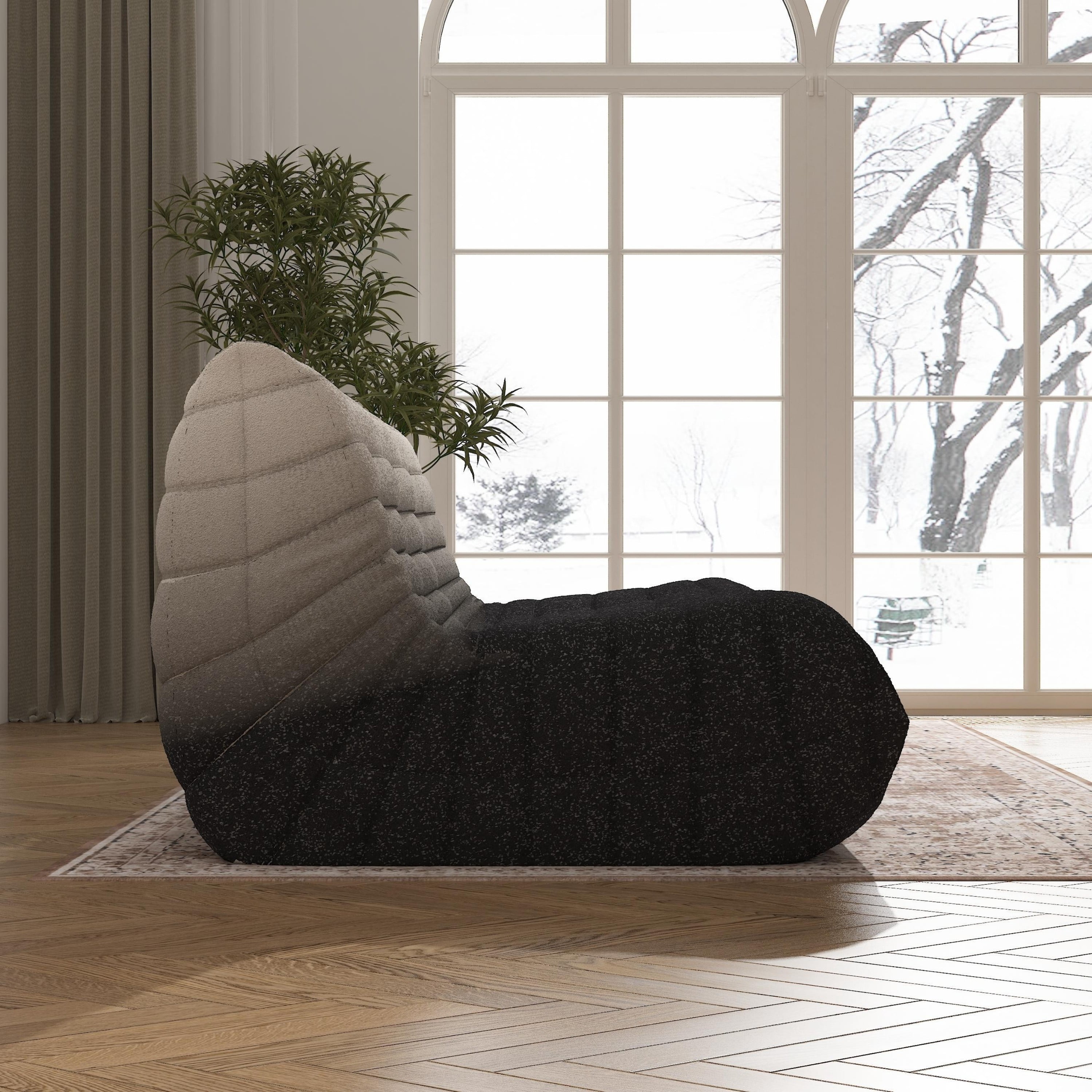 WHGBJA 3 Seaters Oversize Bean Bag Chair,Lazy Floor Togo Sofa Lounger,High-Density Sponges Filling Sofa Comfy Chairs for Adults,Fireside Chair Furniture Gift for Living Room Bedroom, White+Black