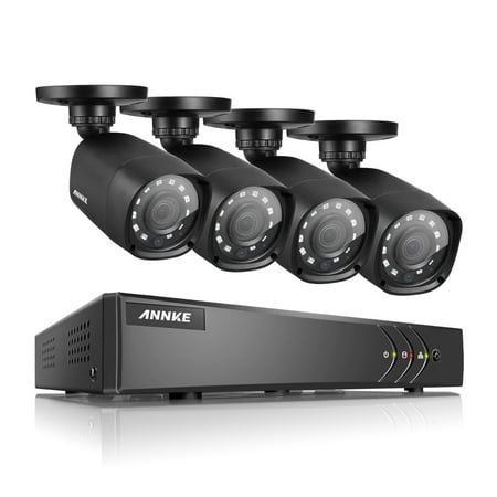 Annke 4-Channel 1080P Lite Video Security System DVR and 4 Weatherproof Indoor/Outdoor Cameras with IR Night Vision LEDs With No Hard Drive
