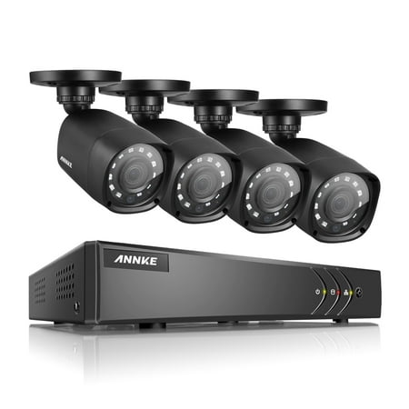 Weather Camera Annke 4-Channel 1080P Lite Video Security System DVR and 4 Weatherproof Indoor/Outdoor Cameras with IR Night Vision LEDs With No Hard Drive Disk ()