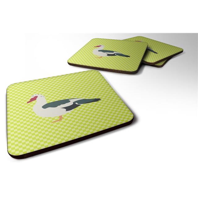 Muscovy Duck Green Foam Coaster, Set of 4