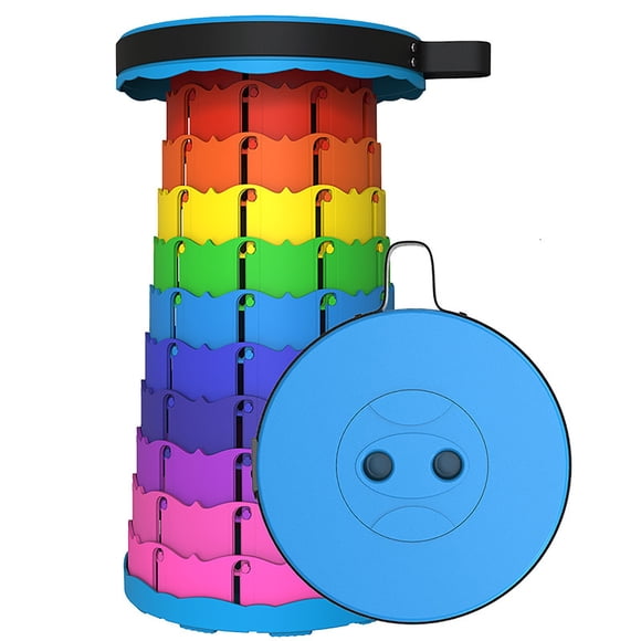 Rainbow Style Telescopic Stool Outdoor Telescopic Plastic Stool with Rotating Soft Cushion and Storage Bag