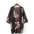 thumbnail image 3 of Sinhoon Open Front Chiffon Mid-Length Blouses for Womens 3/4 Sleeve Cardigan Lounge Loose Sunscreen Ladies Swim Cover-ups Beachwear Shawl Floral Kimono Blouse Shirts, 3 of 5