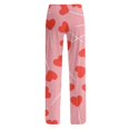 thumbnail image 7 of UoCefik Valentines Women's Pajamas Love Heart Print Graphic Wide Leg Pajama Pants Comfy Sleep Pj Bottoms Plus Size Drawstring High Waist Sweatpants Winter Lounge Pants Gym Hot Pink 3XL, 7 of 7