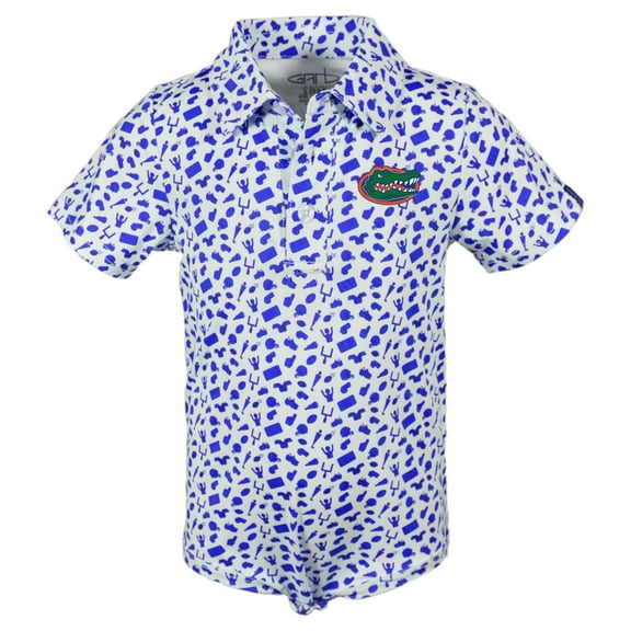 Infant Garb Royal Florida Gators Tom Allover Print Performance Polo Bodysuit