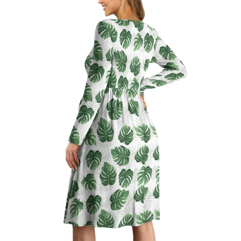 green emerald velvet dress Light Olive Leaf Print Pleated Maternity Midi Dress – PinkBlush main image 1
