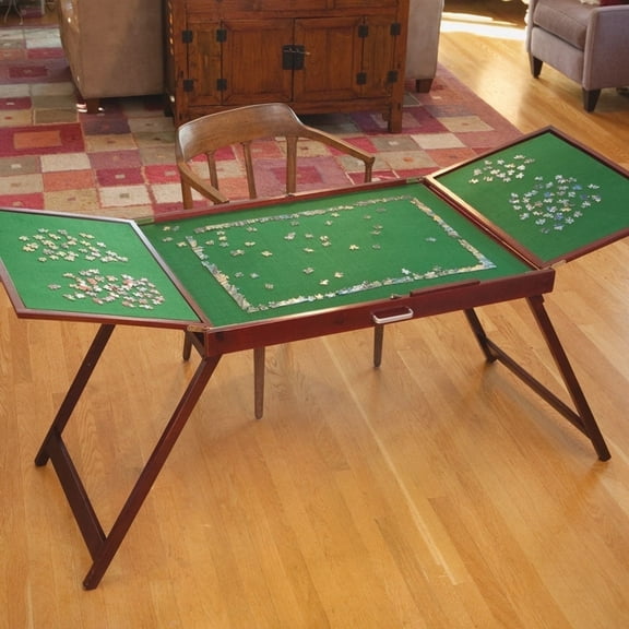 Extra Large Portable Wooden Board for Adults, Fold-and-Go Jigsaw Puzzle Storage Table, 25 x 34 In Surface