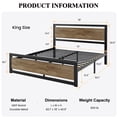 thumbnail image 7 of Sha Cerlin Brown King Size Metal Platform Bed Frame with Wooden Headboard & Footboard, Adult, 7 of 7