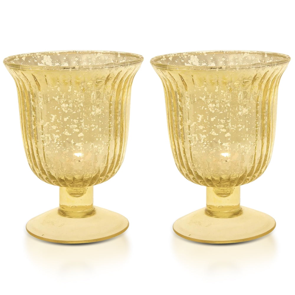 2 Pack Luna Bazaar Vintage Mercury Glass Candle Holder (5Inch, Emma
