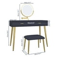 thumbnail image 5 of Vanity Set with Stool and Swivel Makeup Mirror, Leather Vanity with 2 Solid Wood Drawers, Modern Dressing Table with Illuminated Mirror,Blue, 5 of 6