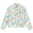 thumbnail image 4 of Jackets for Women Winter Coat Jackets Flannel Stand Collar Jacket(Peach Watercolor Floral Seamless Pattern,Size:S-4XL), 4 of 7