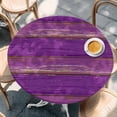 thumbnail image 2 of Purple Wood Grain Round Tablecloth, Fitted Table Cover with Elastic for 45"-54" Round Tables, Farmhouse Plank Retro Country Table Cloth Outdoor Indoor Dinning Party Waterproof Tablecloths, 2 of 7