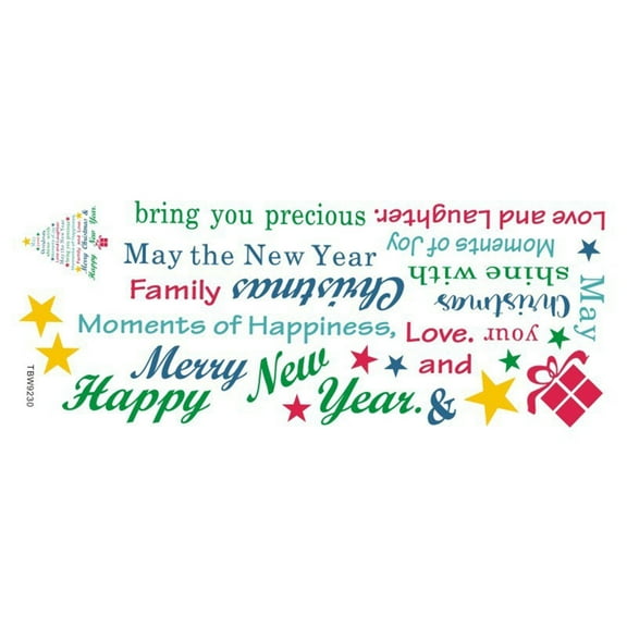 FastXmas Christmas Tree Stickers Decoration 12.2x4.7 Inch Festive Decals with "Merry Christmas & Happy New Year" Wishes Christmas Tree Shape Clings Ornaments for Christmas Holiday Glass Window Door