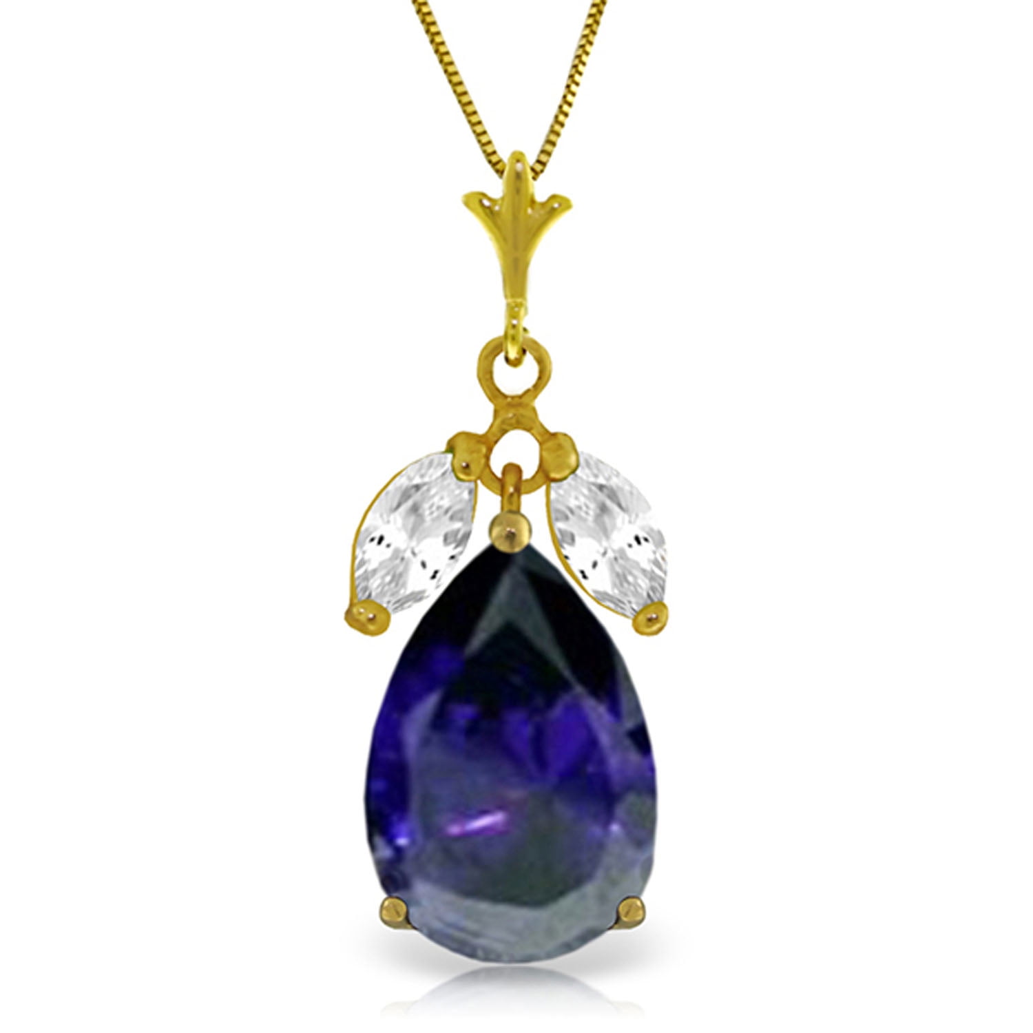 Galaxy Gold 14K Solid Gold Natural Sapphire Necklace for Women - Yellow Gold Fine Jewelry