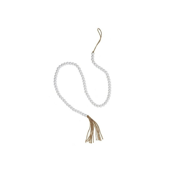 IH Casa Decor 55" Garland De Perle Avec Gland Blanc - Ensemble De 2