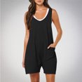 thumbnail image 2 of BUIgtTklOP Jumpsuit for Women Clearance Women's Casual Sleeveless Rompers Summer Loose Spaghetti Strap Shorts Jumpsuit with Pockets, 2 of 6