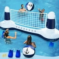 thumbnail image 1 of Large Inflatable Pool Games Volleyball Net Pool Float Set with 9" Anchor Ball, 2 Weight Bags & Yacht Design – Floating Swimming Game Toy for Adults, Perfect for Summer Water Sport Pool Party, 1 of 6