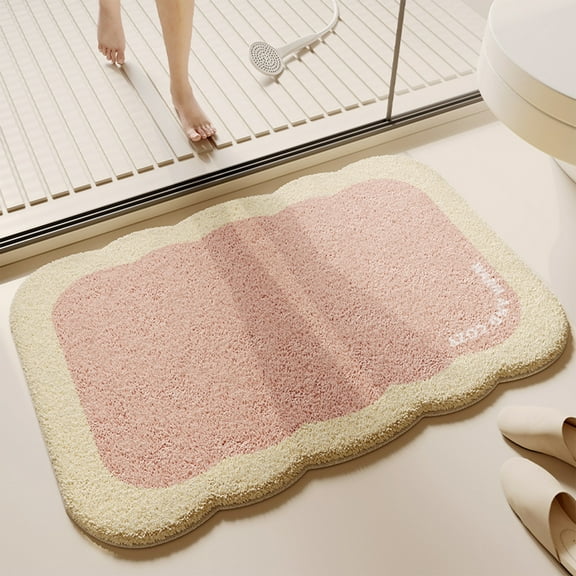 Super Soft Bathroom Rug, Absorbent Water Non Slip Cream Style Bath Mat, Quick Dry Machine Washable Bath Mats for Bathroom Floor, Bathtub and Shower 19.68x31.49in Pink
