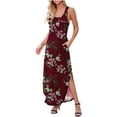 thumbnail image 4 of DPTALR Robe Longue Sans Manches à Col Rond Imprimé pour Femmes Robes Maxi d'Été avec Poche, 4 of 7