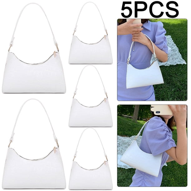 Bolso Mano PU A La 5 Uds Hombro Elegante para Mujer Color Blanco
