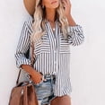 thumbnail image 3 of Womens Blouses 2023 Spring Fashion Long Sleeve Button Down Shirts Dressy Casual Business Work Striped Shirt t-Shirt, 3 of 6