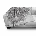 thumbnail image 3 of Hamsa Soft Flannel Fleece Throw Blanket, Hand Drawn Motifs from Middle Eastern Folklore Sketch Style Swirls, Cozy Plush for Indoor and Outdoor Use, 50" x 60", Dark Brown and White, by Ambesonne, 3 of 6