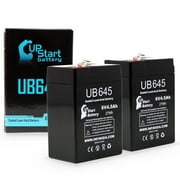 2x Pack - Compatible Eagle Pitcher CF6VS6 Battery - Replacement UB645 Universal Sealed Lead Acid Battery (6V, 4.5Ah, 4500mAh, F1 Terminal, AGM, SLA) - Includes 4 F1 to F2 Terminal Adapters