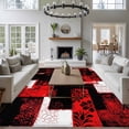thumbnail image 3 of Red Black Area Rugs 5'x8', Washable Small Throw Rugs for Classroom Bedroom, Modern Abstract Art Botanical Indoor Outdoor Rug Non-Slip Low Pile Carpet Runner Reversible Floor Mats, 3 of 8