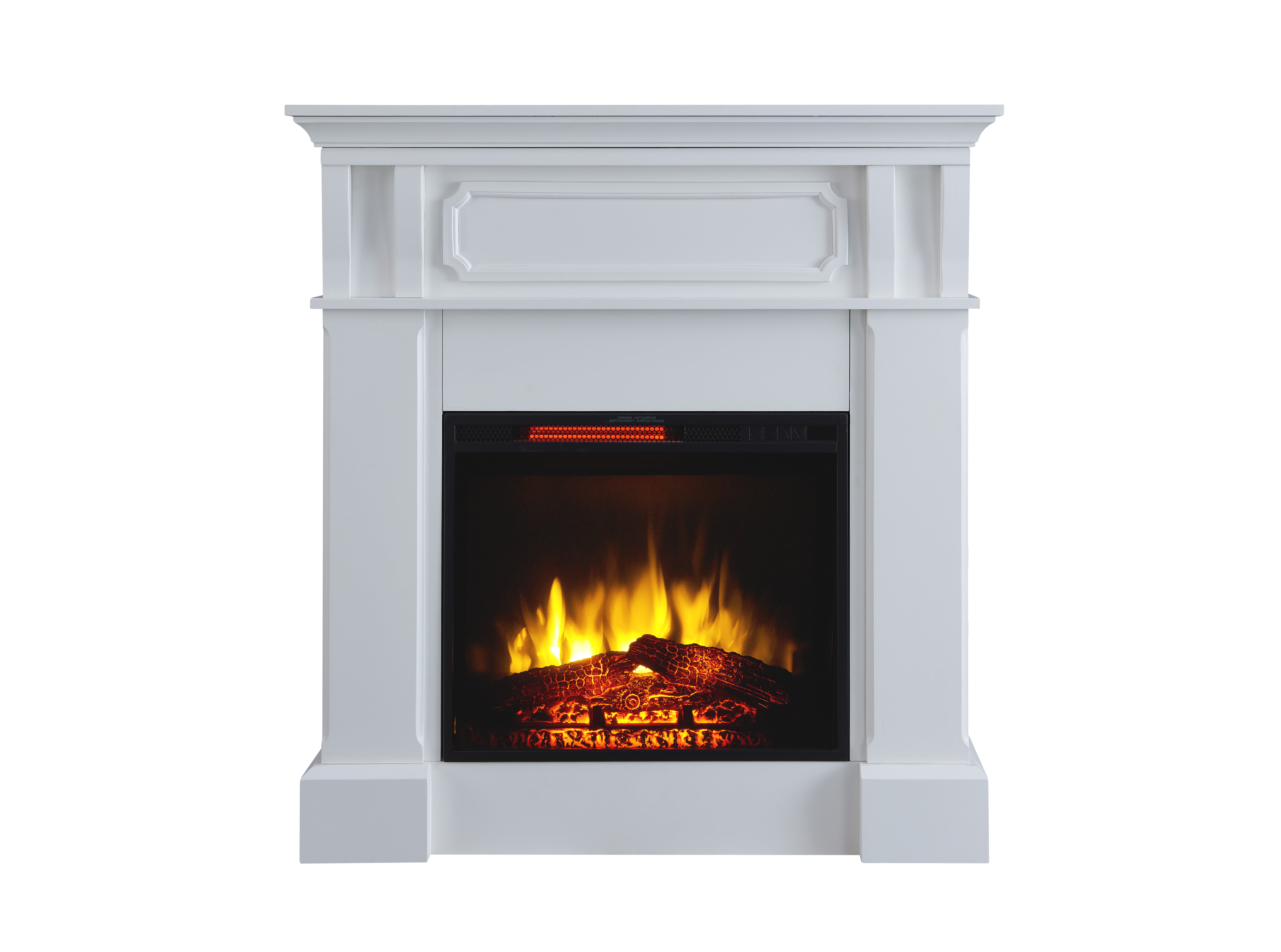 Homestar Cumbria 42 in Wide Electric Fireplace Mantel in White