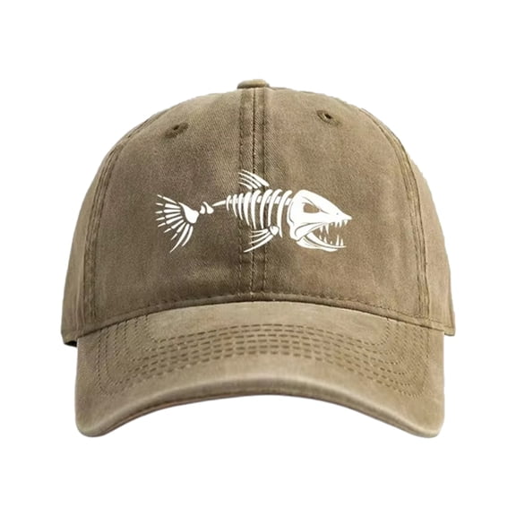 Lynono Fashion Fish Bone Print Baseball Cap Adjustable Cotton Unisex Hat For Outdoor