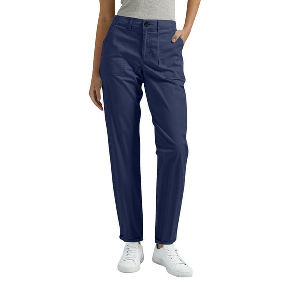 Chiccall Womens Fall Pants Vintage Tapered Outdoor Hiking Cargo Pants Casual Elastic Waist Rolled Bottom Trousers with 4 Pockets