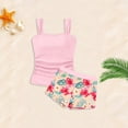 thumbnail image 2 of YEPGAR Girls Tankini Swimsuit 2 Piece Printed Bathing Suit Girls' Swimwear for 7-16 Years (Pink, 7-8 Years), 2 of 5