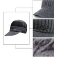 thumbnail image 3 of TELOLY GRNSHTS Winter Men Hat Knit Cable Visor Beanie with Fleece Lining Patchwork Stripe Newsboy Cap with Brim for Outdoor Sport (Grey), 3 of 10
